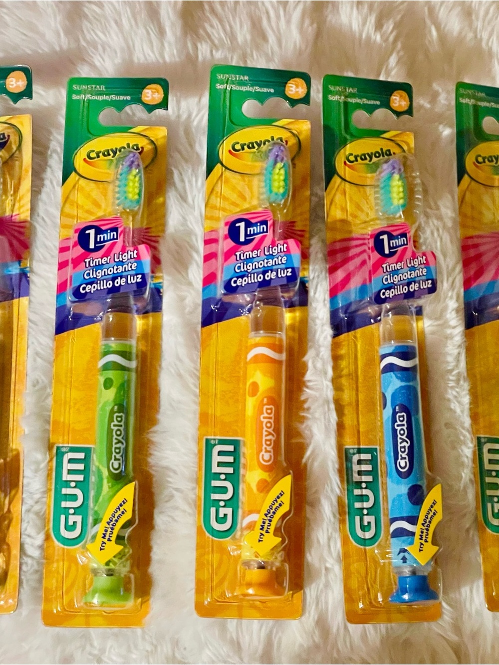 Crayola Kids' Timer Light Electric Toothbrush - Green(2),Yellow(1),& Blue(1)